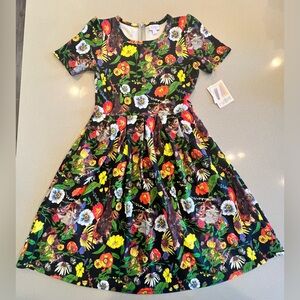 LuLaRoe Amelia Floral Birds Pockets Zip up Dress Sz Small NWT Stretchy knit